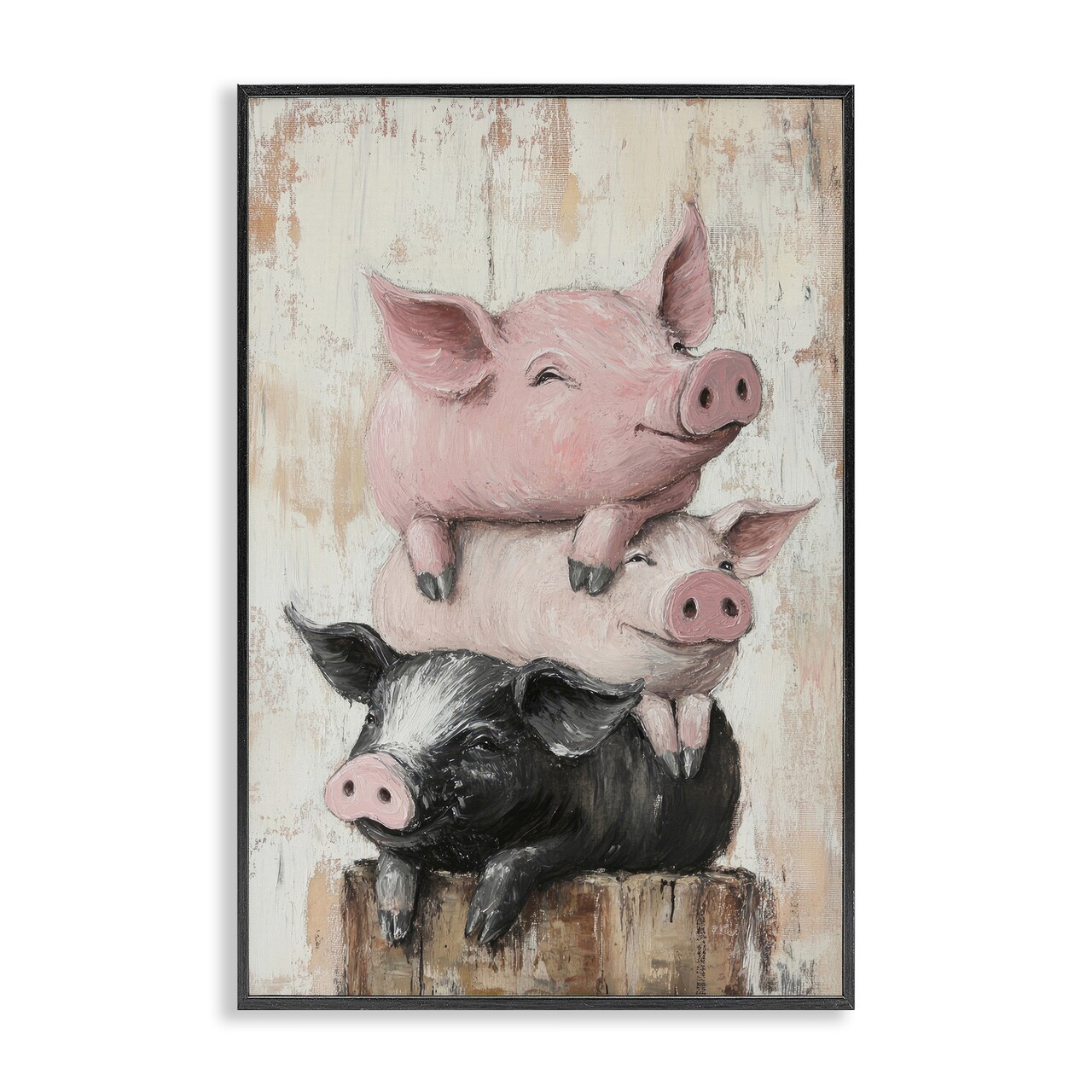 Stupell Industries Pig & Piglet Pile Framed Giclee, design by Tina LeCour